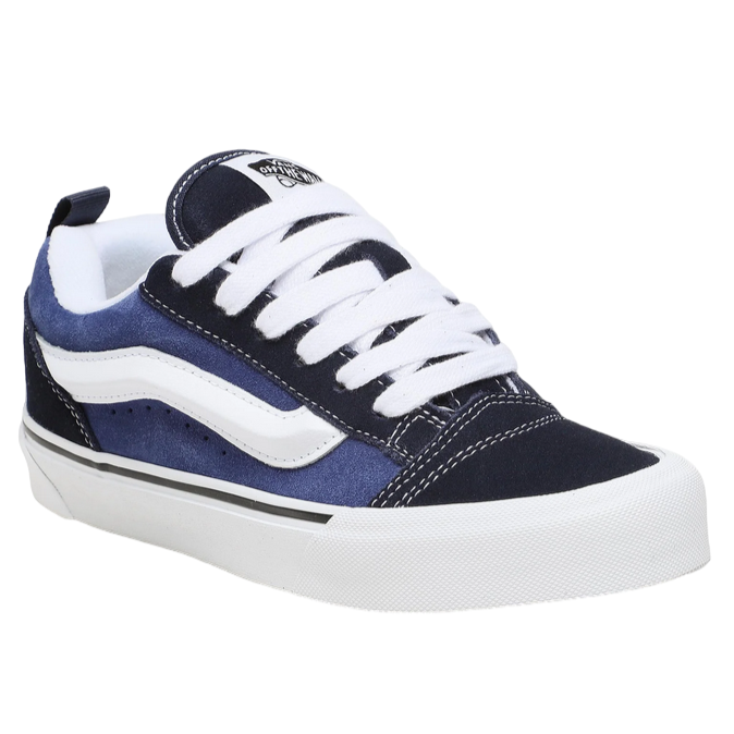 Vans Knu Skool VN0009QCNWD1 sneakers da adulti blu-bianco, vista frontale con design retrò