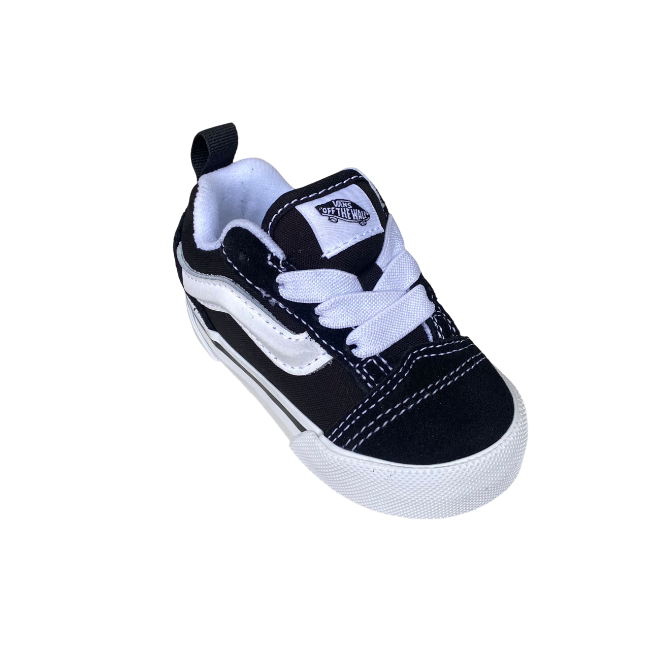 Vans Knu Skool VN000D0K6BT sneakers da bambino nero-bianco con laccio elastico, calzatura comoda e facile da indossare per bambini - lacci elastici