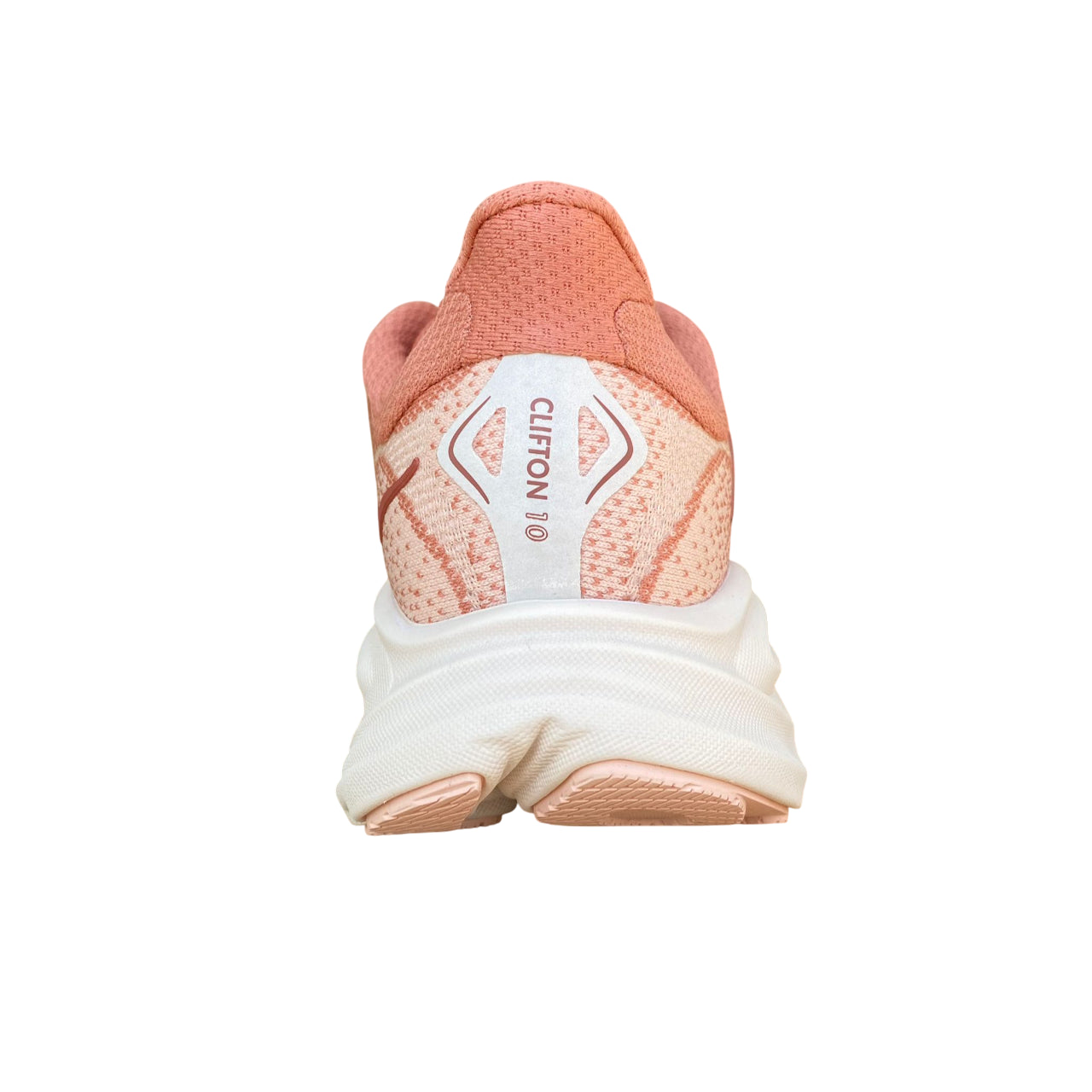 Vista posteriore tallone Hoka Clifton 10 con ammortizzazione extra e supporto stabilità per running donna
