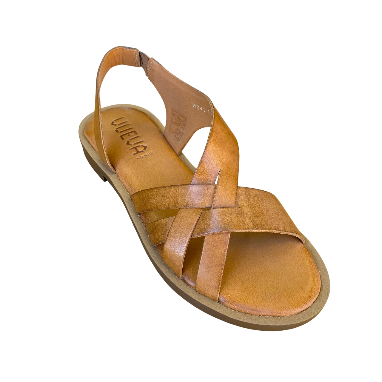 Sandalo da donna Vueva WD-425R24 301 cuoio con tacco basso, vista dall'alto