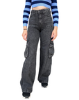 XT-Studio pantalone jeans largo con tasconi X124WVC009D419U8-R28 nero slavato