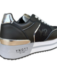 YNot women's sneakers shoe with wedge YNI3510 01 black-silver
