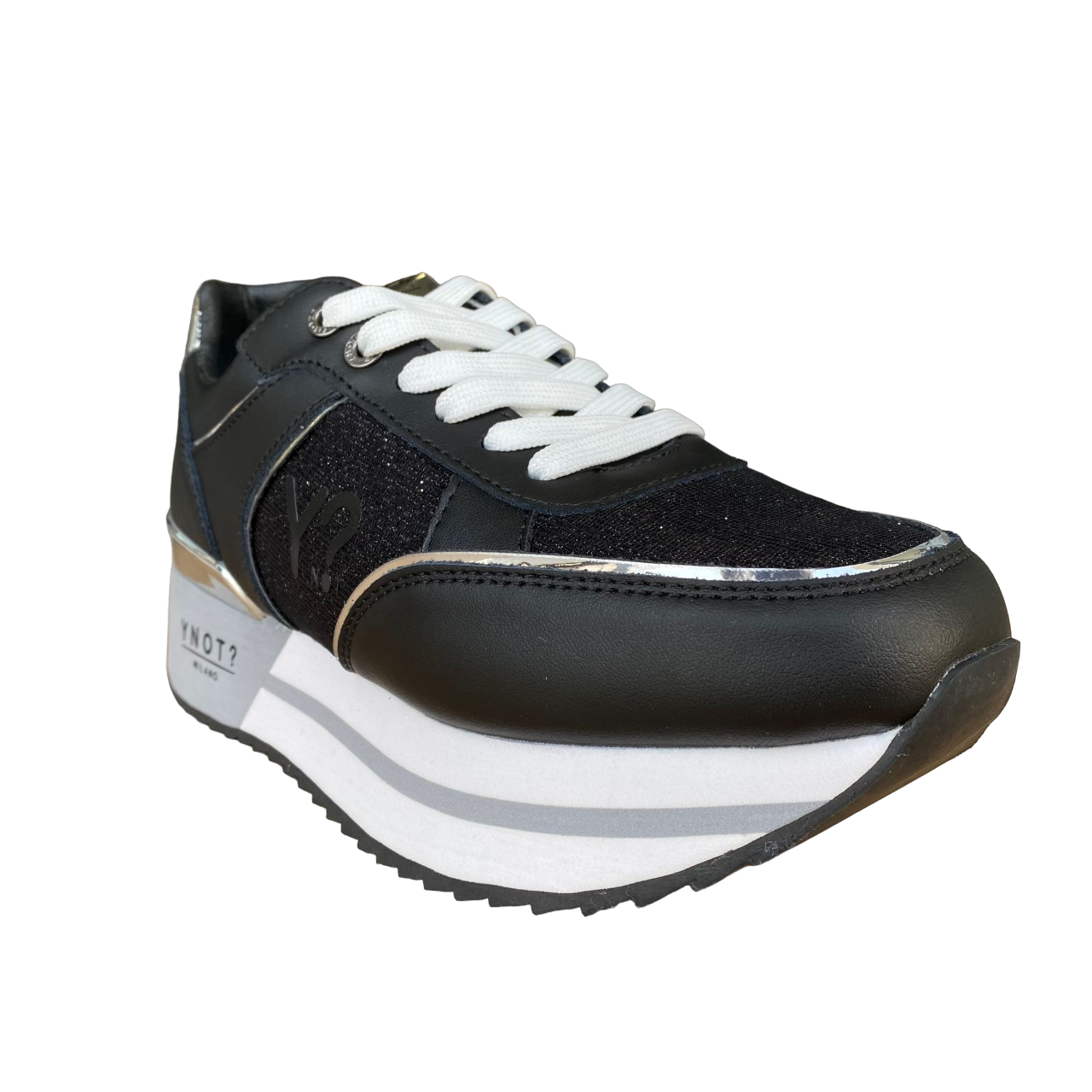 YNot women&#39;s sneakers shoe with wedge YNI3510 01 black-silver
