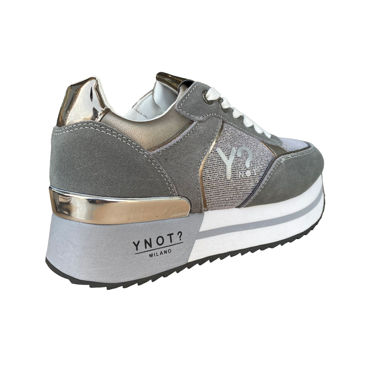 YNot women&#39;s sneakers shoe with wedge YNI3510 D9ASH grey-silver