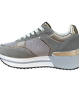 YNot women's sneakers shoe with wedge YNI3510 D9ASH grey-silver