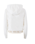 Yes Zee women's sweatshirt with hood and personalized elastic band F414 white
