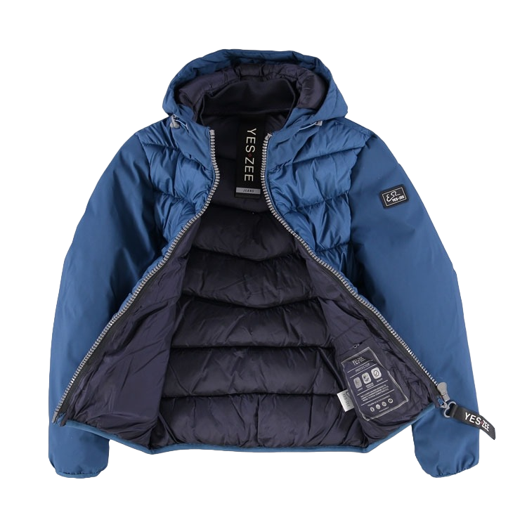 Yes Zee boy&#39;s down jacket with quilted hood 2035 J876 Q6JJ Q696 blue
