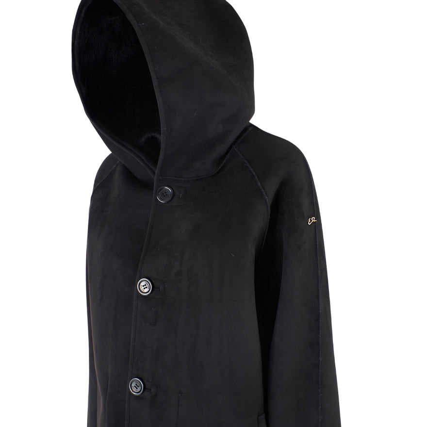 Yes Zee 1444 O026 0801 Nero - Cappotto reversibile donna ecopelliccia - laterale