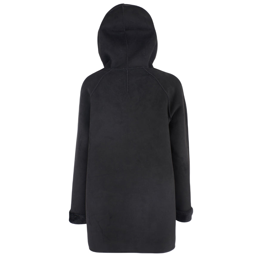 Yes Zee 1444 O026 0801 Nero - Cappotto reversibile donna ecopelliccia - posteriore