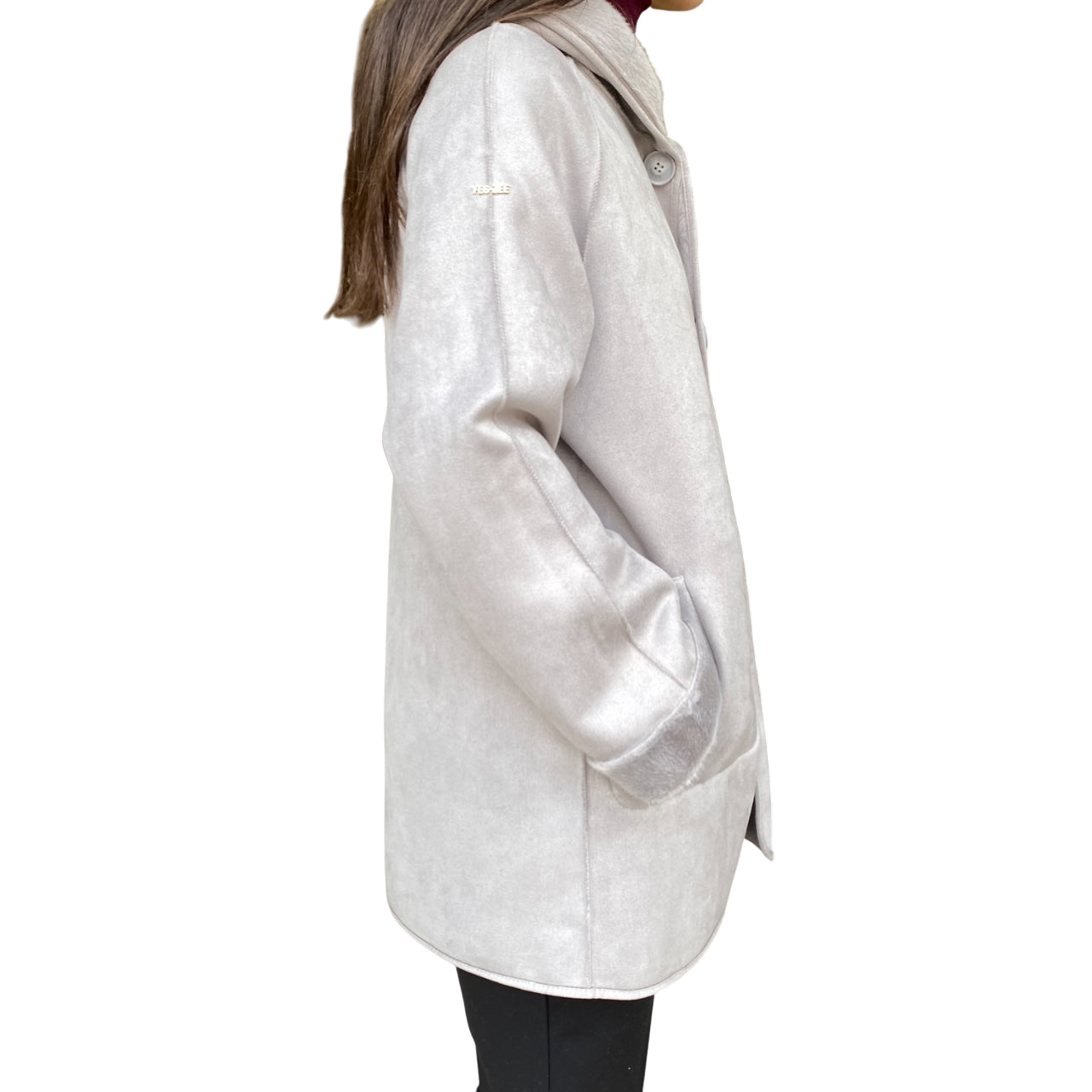 Yes Zee 1444 O026 0846 Grigio - Cappotto reversibile donna ecopelliccia - laterale reversibile