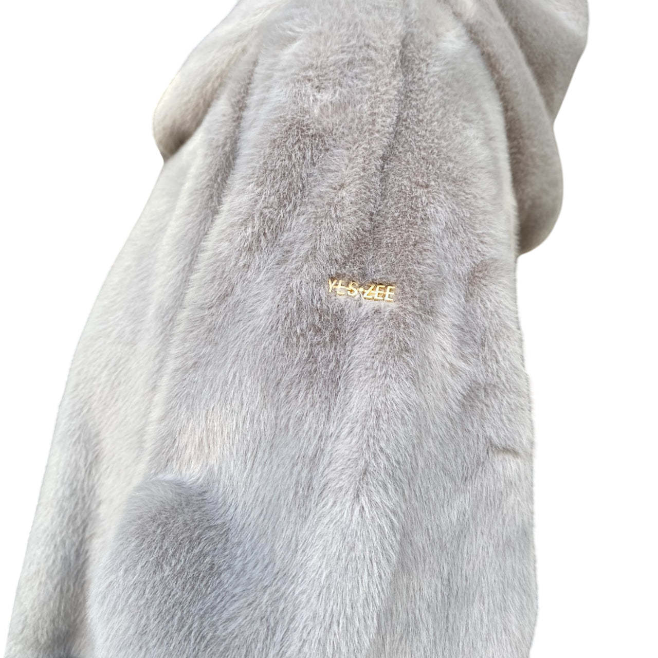 Yes Zee 1444 O026 0846 Grigio - Cappotto reversibile donna ecopelliccia - logo