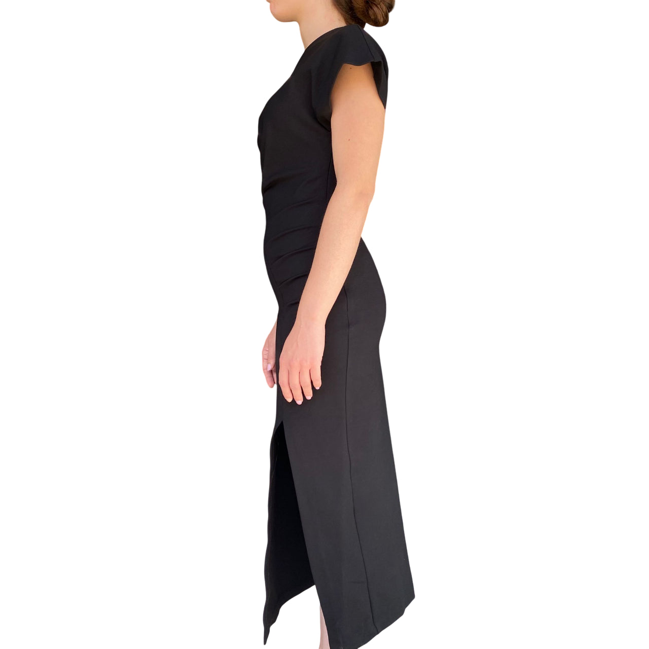 Yes Zee Abito Lungo 1432A037 - Vestito Donna Nero Nuovo Arrivo Vista Laterale