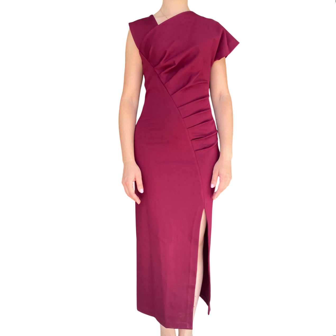 Yes Zee Abito Lungo 1432A037 - Vestito Donna Rosso Borgogna Vista Frontale