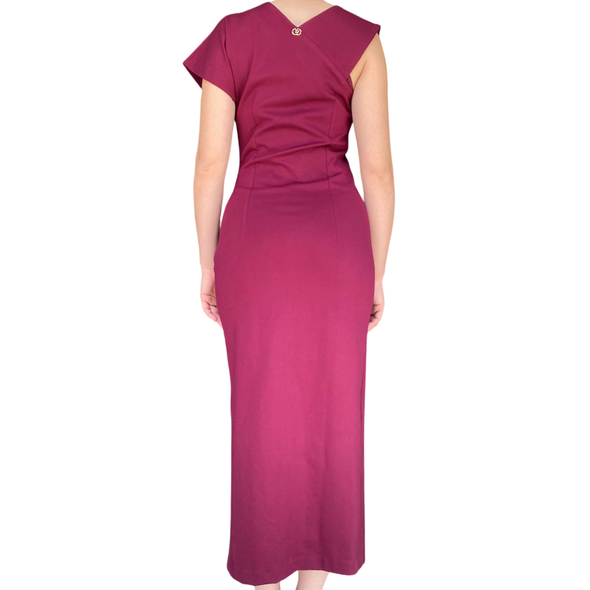 Yes Zee Abito Lungo 1432A037 - Vestito Donna Rosso Borgogna Vista Posteriore