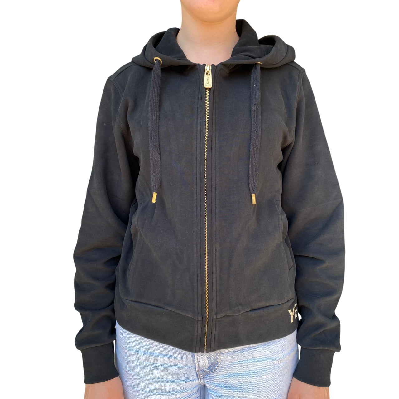 Yes Zee Felpa Donna Full zip In Punto Milano Cappuccio 1116 F001 0801 Nero - Vista Frontale