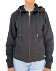 Yes Zee Felpa Donna Full zip In Punto Milano Cappuccio 1116 F001 0801 Nero - Vista Frontale
