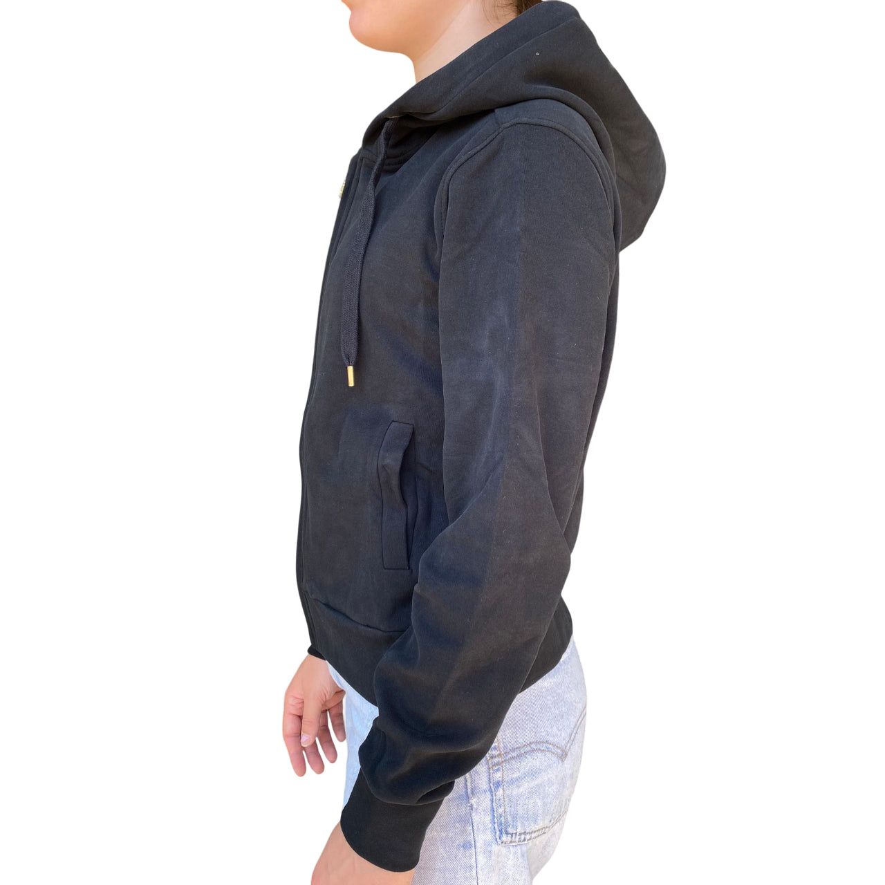 Yes Zee Felpa Donna Full zip In Punto Milano Cappuccio 1116 F001 0801 Nero - Vista Laterale