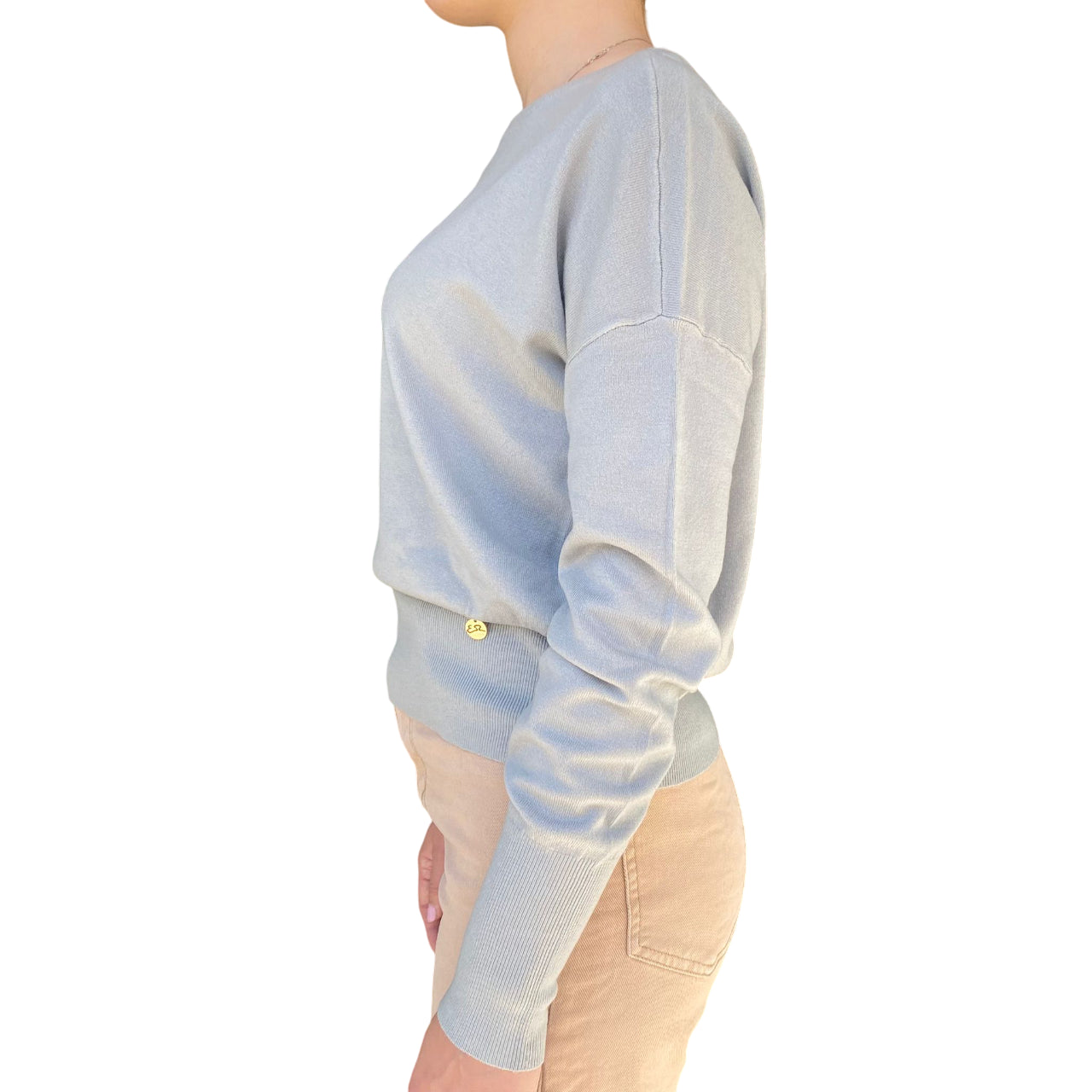 Yes Zee Maglia Donna 1043 Grigio Perla - Vista Laterale Elegante