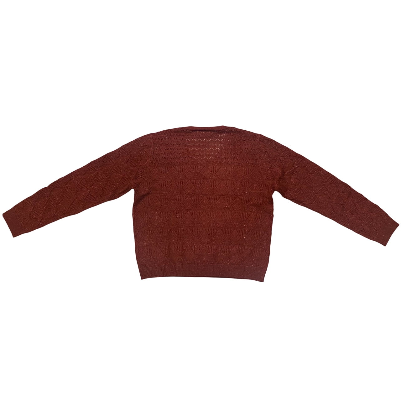 Yes Zee Maglia Donna Scollo V Glitter Lavorata 1398 M019 0580 rosso borgogna - Vista Posteriore