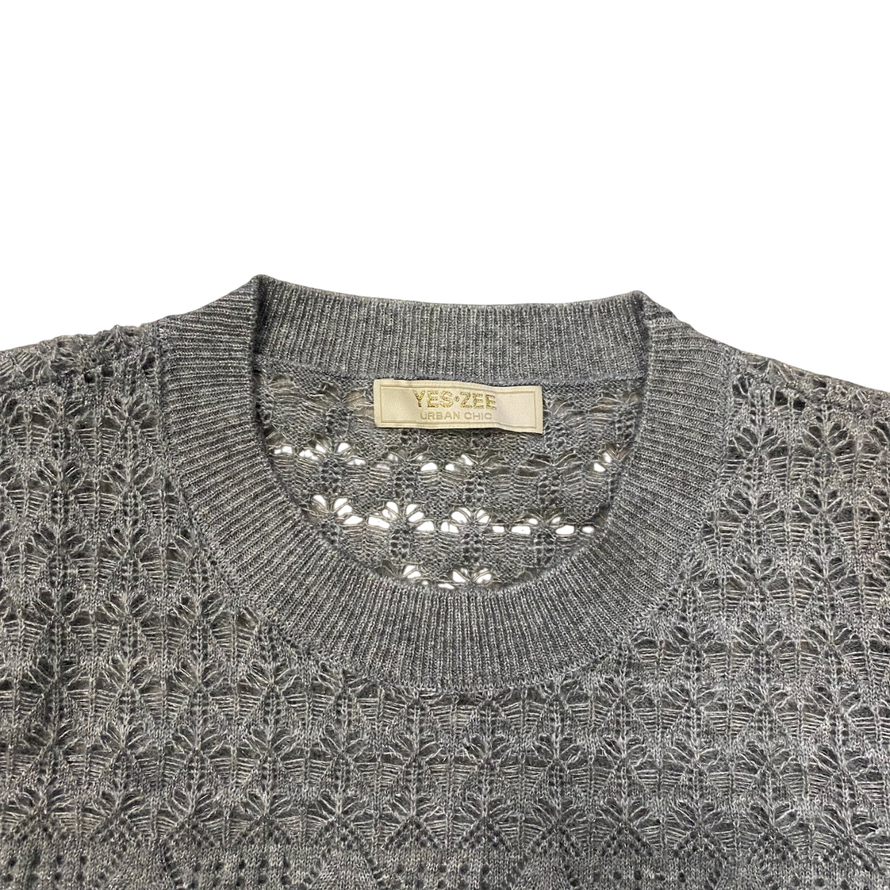 Yes Zee Maglia manica corta Donna Glitter Lavorata 1398 M019 grigio - Girocollo