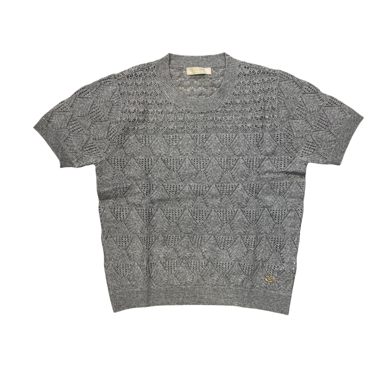 Yes Zee Maglia manica corta Donna Glitter Lavorata 1398 M019 grigio - Vista Frontale