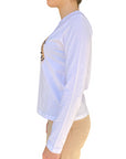 Yes Zee Maglietta Donna 1461 Brillantini - T-Shirt Gesso Vista Laterale