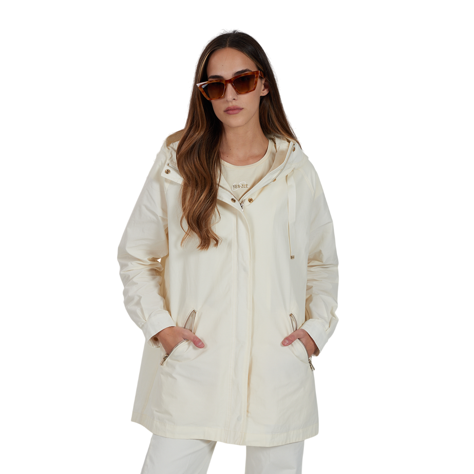 Yes Zee giubbino trench da donna con cappuccio 1021O430/NH00 0222 beige
