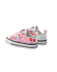 converse girl's sneakers shoe with 2 flower patterned tears A06340C white-light blue-pink