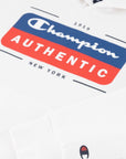 Champion felpa con cappuccio in felpina leggera con logo sul petto Legacy 306512 WW001 bianco