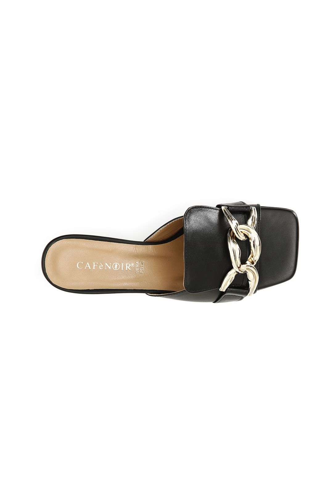 CafèNoir leather slipper with chain C1 LB4207 N001 black