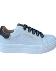 CafèNoir girl's sneakers shoe with side zip C-2281 C1738b white