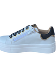 CafèNoir girl's sneakers shoe with side zip C-2281 C1738b white