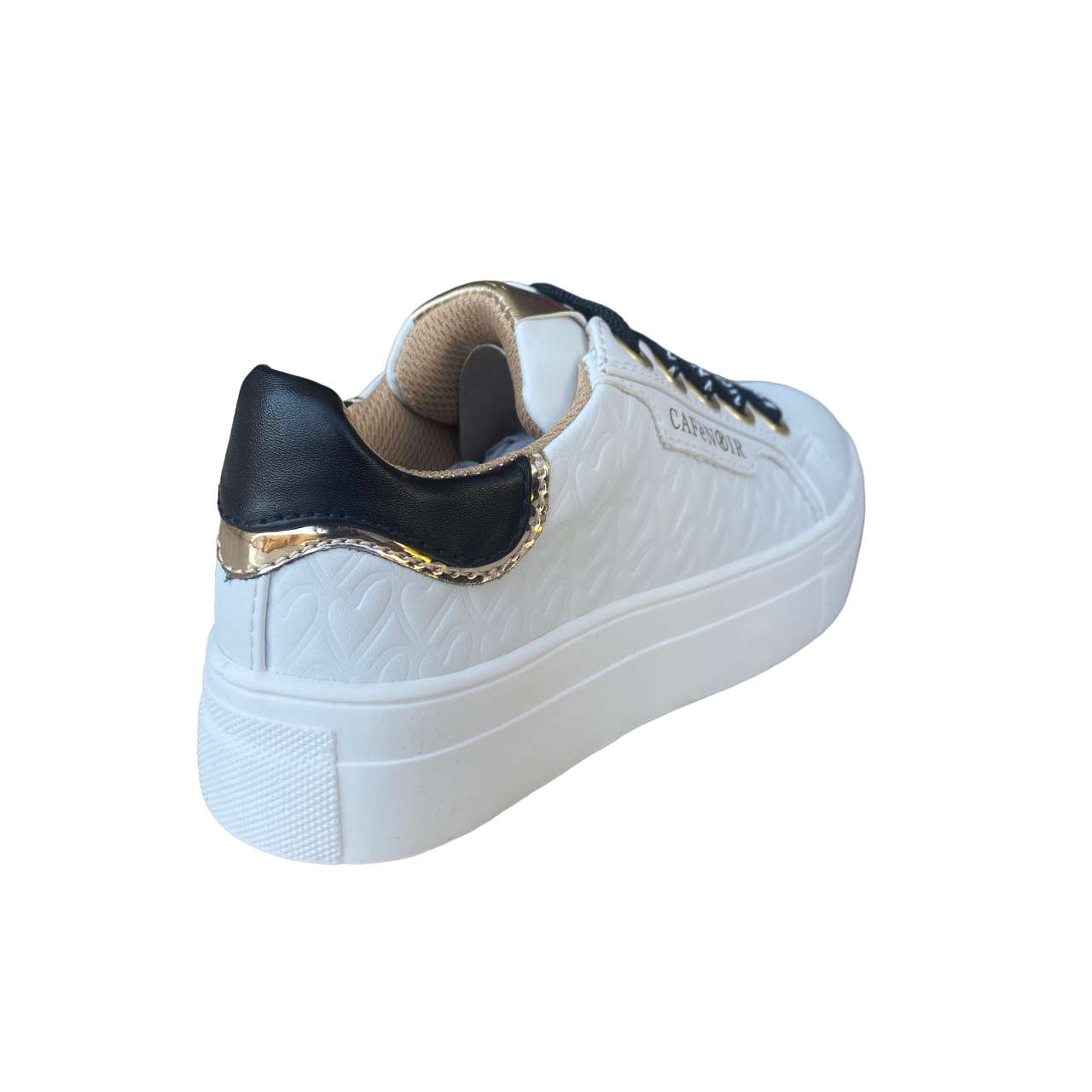 CafèNoir girl&#39;s sneakers shoe with side zip C-2281 C1738b white