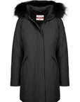 Censured women's fitted jacket with hood and detachable synthetic fur CW 235P T NEP3 90 black