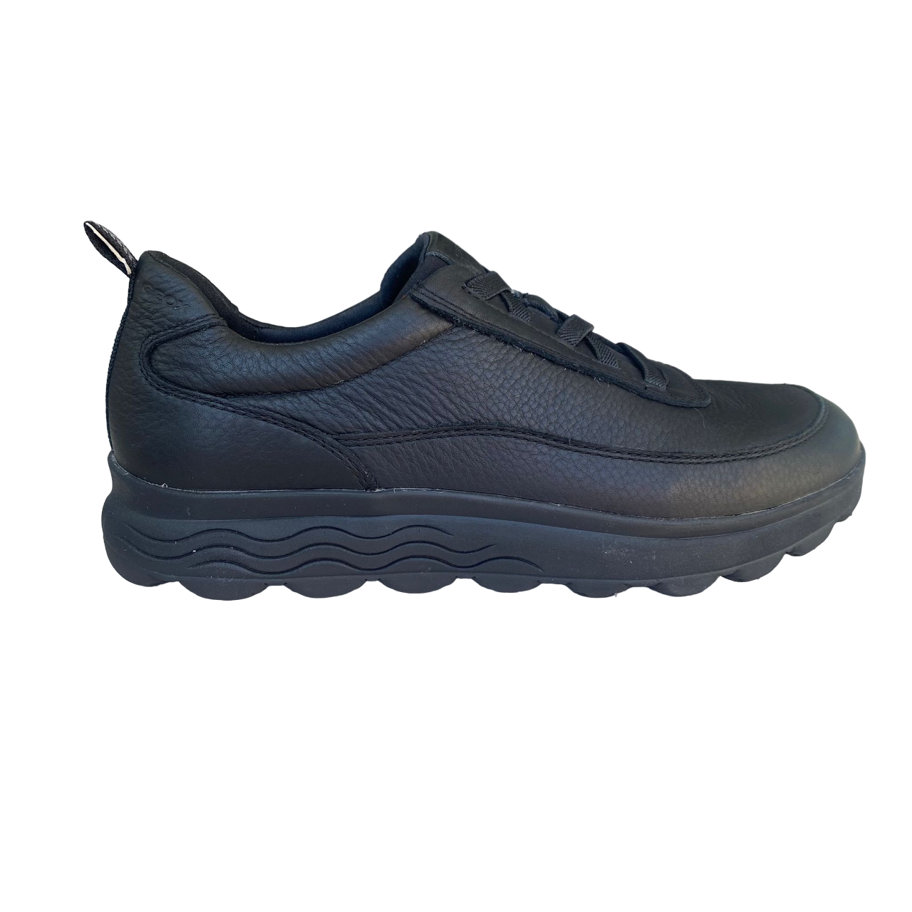 Geox scarpa sneaker con laccio elastico in pelle bottalata da uomo Spherica U36BYB 00034 C9999 nero