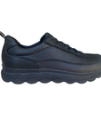 Geox scarpa sneaker con laccio elastico in pelle bottalata da uomo Spherica U36BYB 00034 C9999 nero