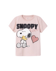 name it maglietta manica corta da ragazza con stampa Snoopy 13226499 rosa seppia