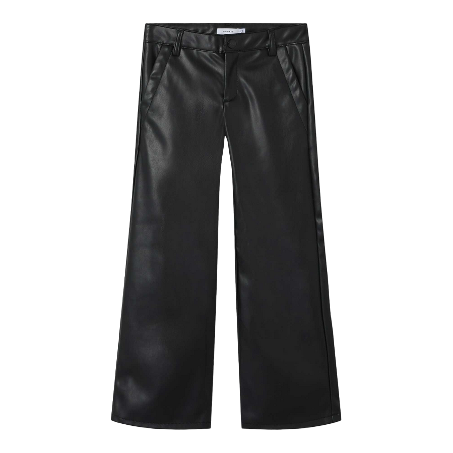 name it pantalone da ragazza effetto pelle Salli Wide 13235558 nero