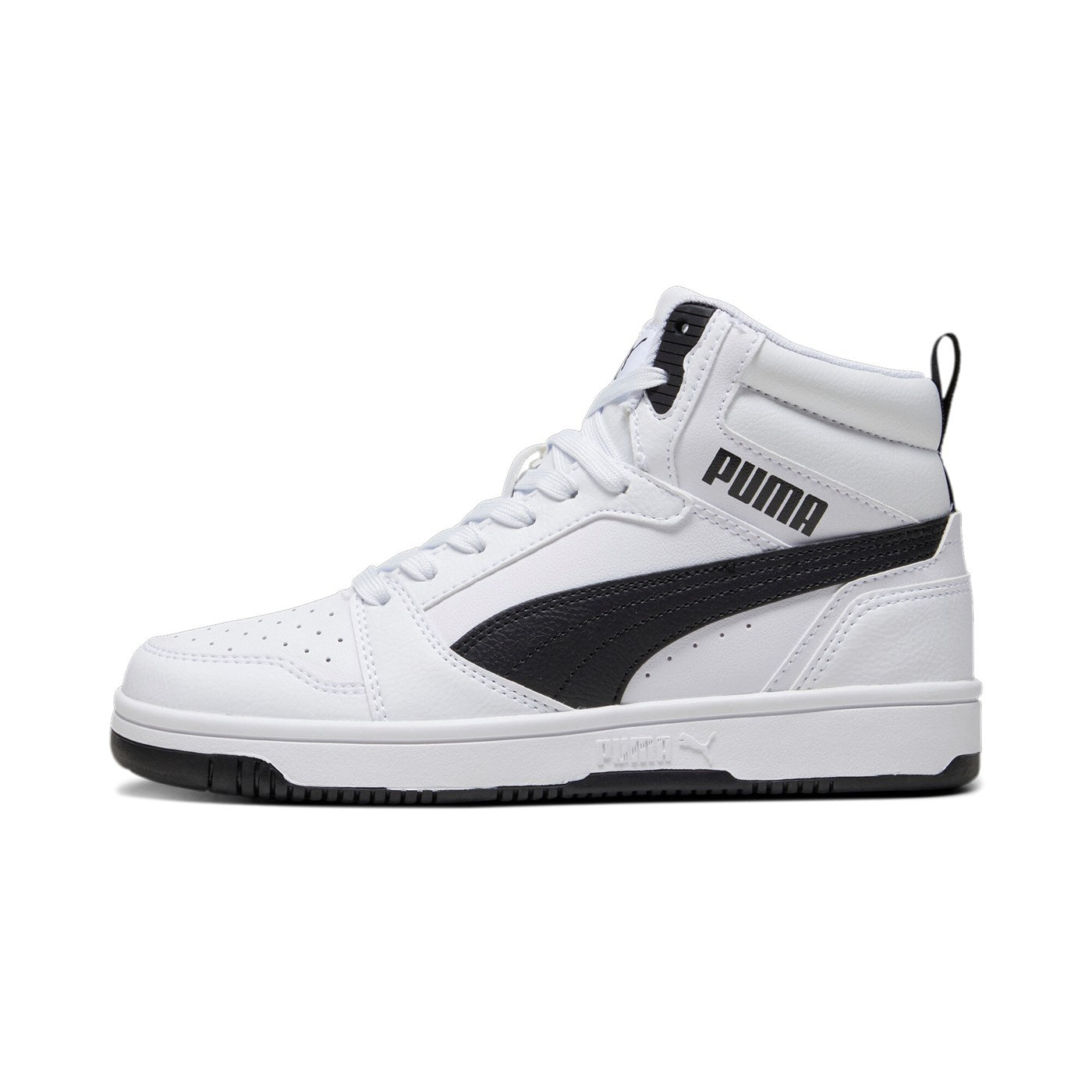 Puma Rebound v6 Mid girl&#39;s high sneaker shoe 393831 02 white-black