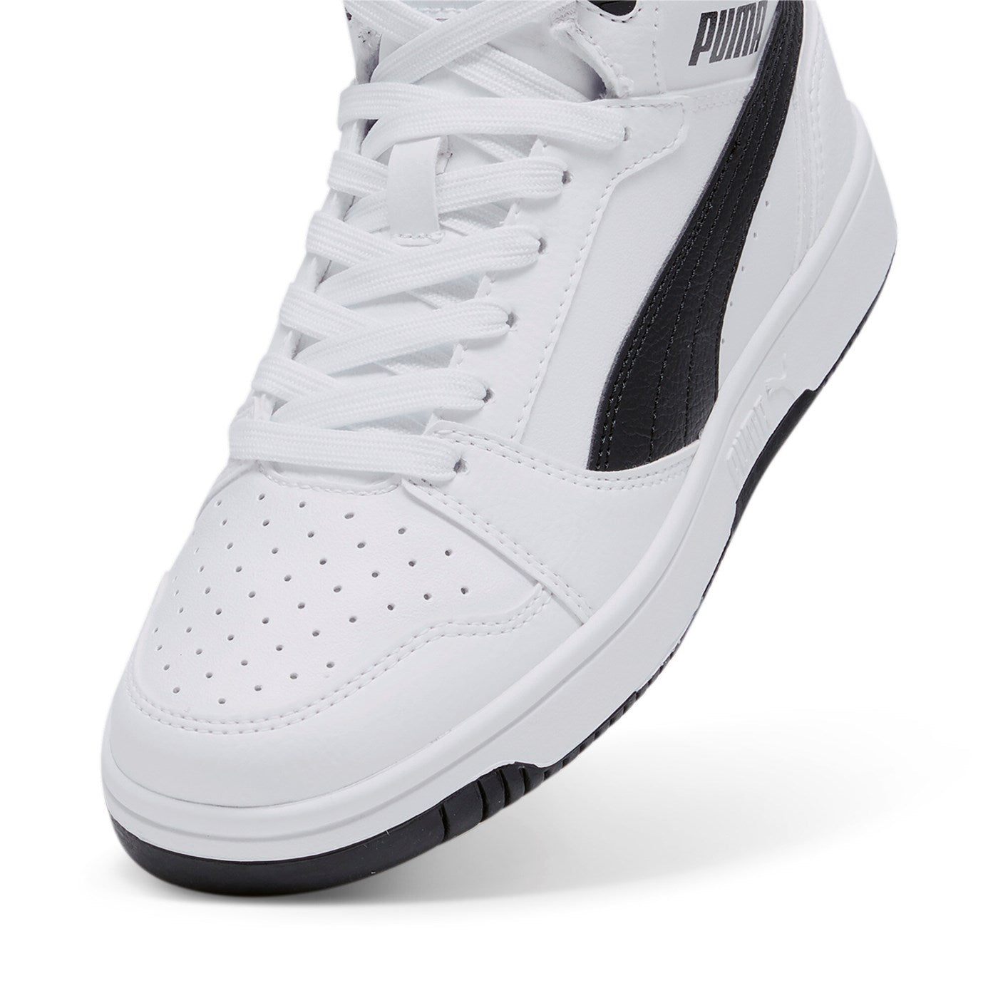 Puma Rebound v6 Mid girl&#39;s high sneaker shoe 393831 02 white-black