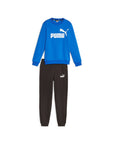 Puma tuta sportiva da ragazzo con felpa girocollo e pantalone con elastico Logo 670884-47 azzurro-nero