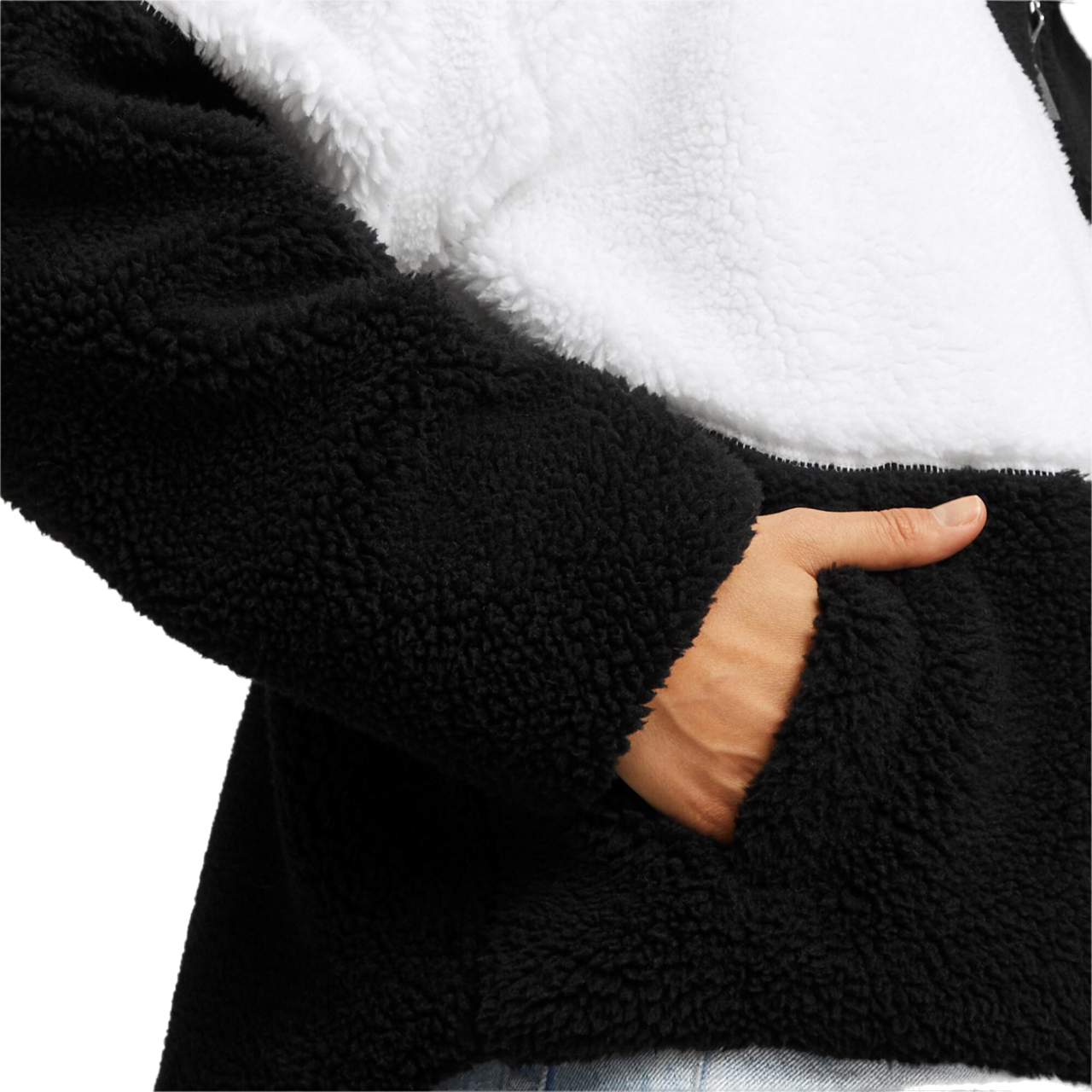 Puma Giubbino orsacchiotto con cappuccio Sherpa 675370-01 nero-bianco