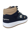 Champion high casual shoe for children with elastic lace and velcro at the ankle S32718 BS501 blue-white