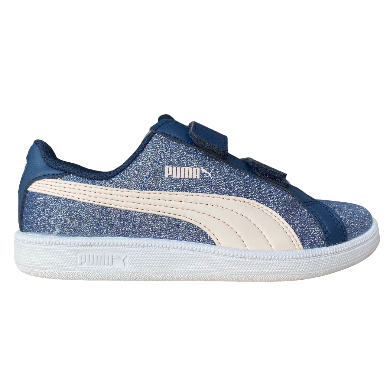 Puma girl&#39;s sneakers shoe with Smash glitter tear V PS 362956 04 blue