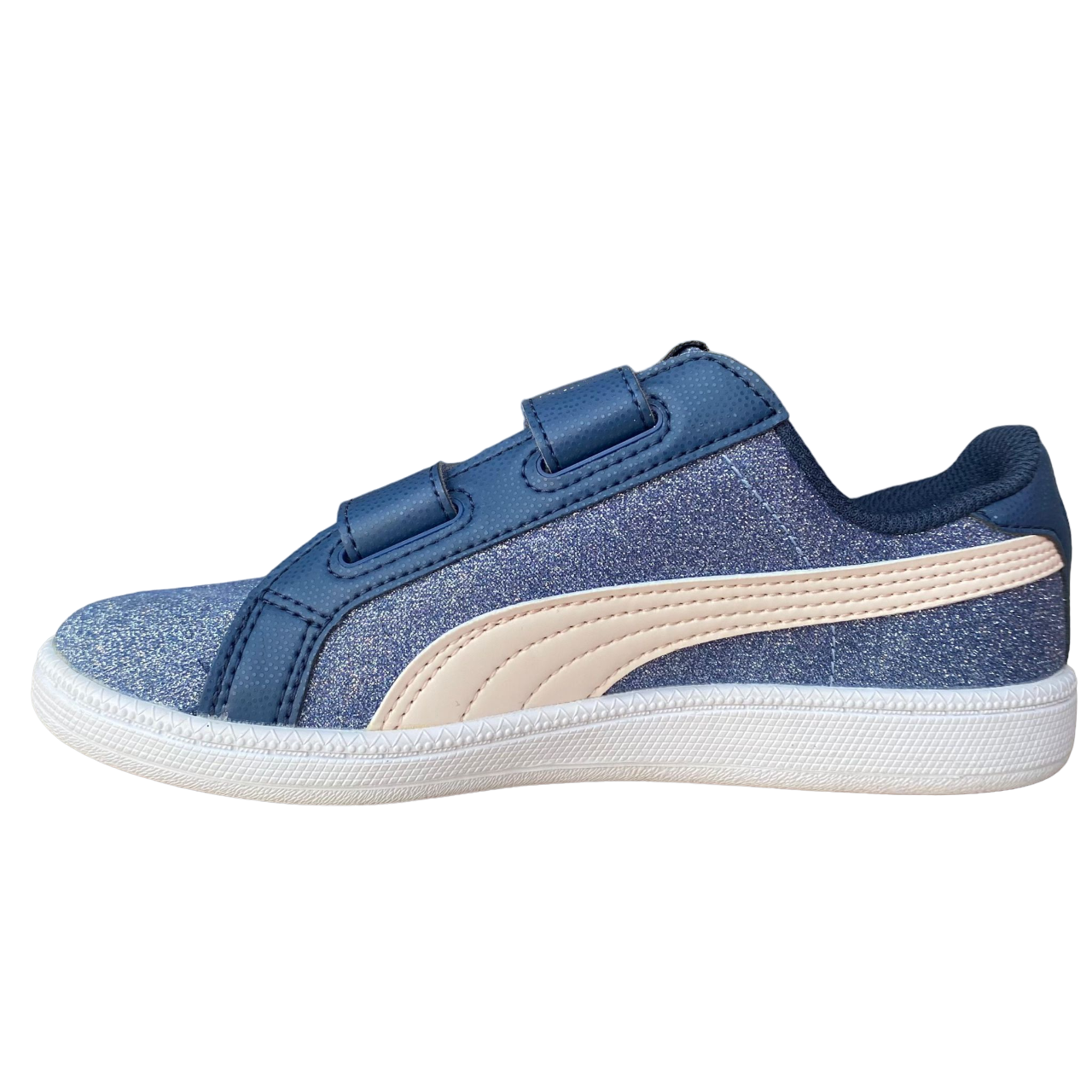 Puma girl&#39;s sneakers shoe with Smash glitter tear V PS 362956 04 blue