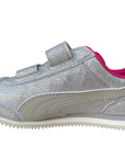 Puma girls' sneakers with velcro Whirlwind Glitz V PS 363973 12 silver