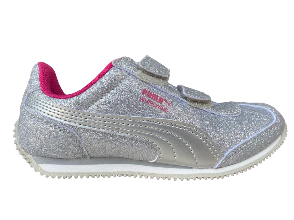 Puma girls&#39; sneakers with velcro Whirlwind Glitz V PS 363973 12 silver