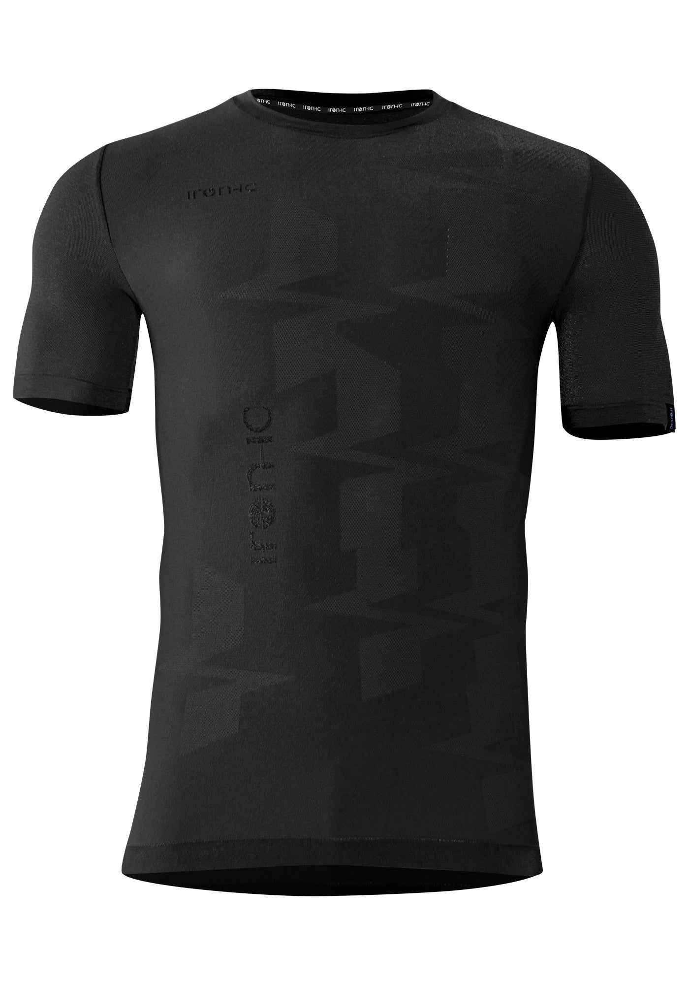 Iron-IC Men&#39;s short sleeve Zig Zag Outwear UV Protection shirt 201600 black