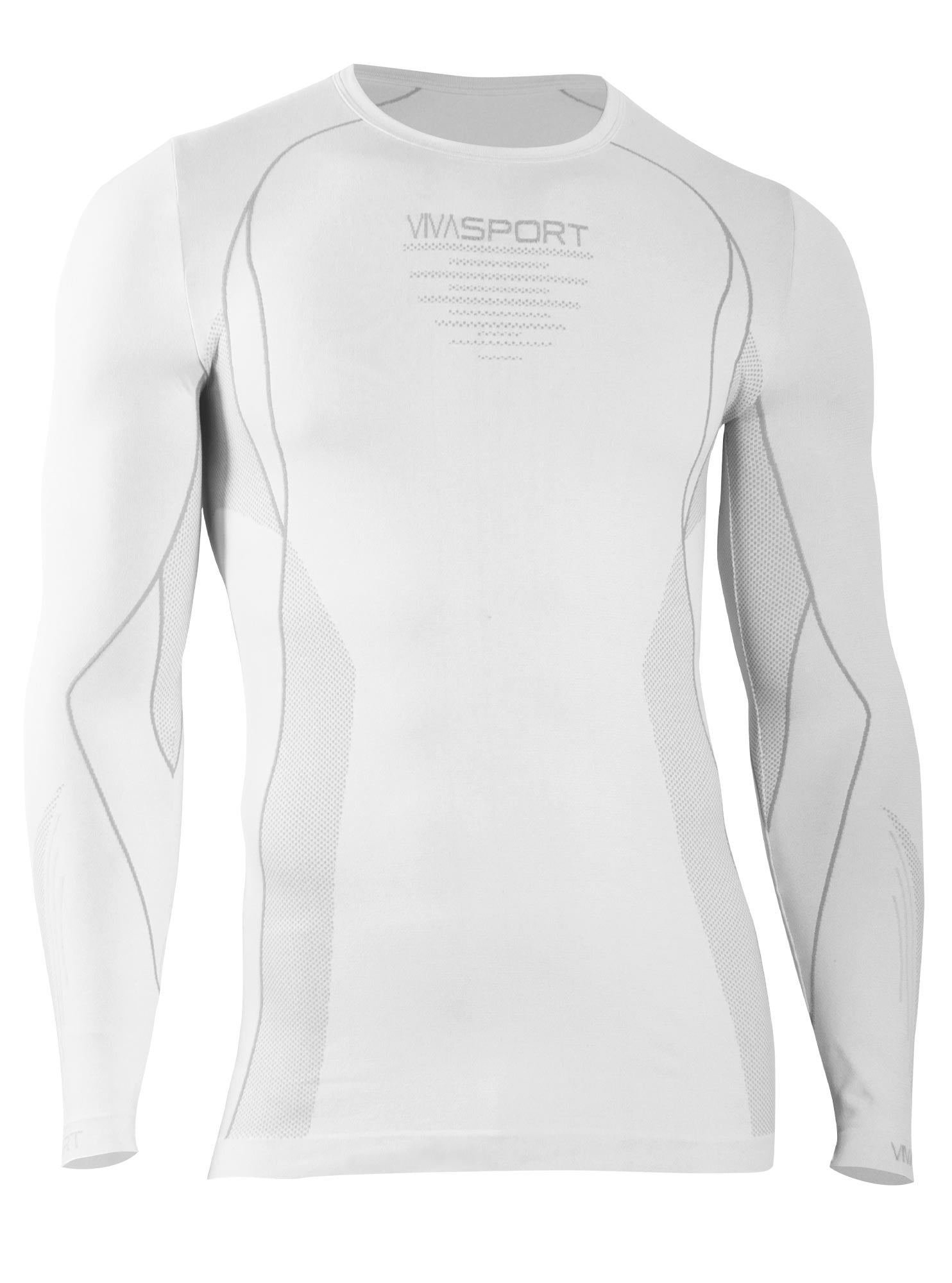 Vivasport Breathable Thermal Long Sleeve Crew Neck Shirt 201906 white grey 