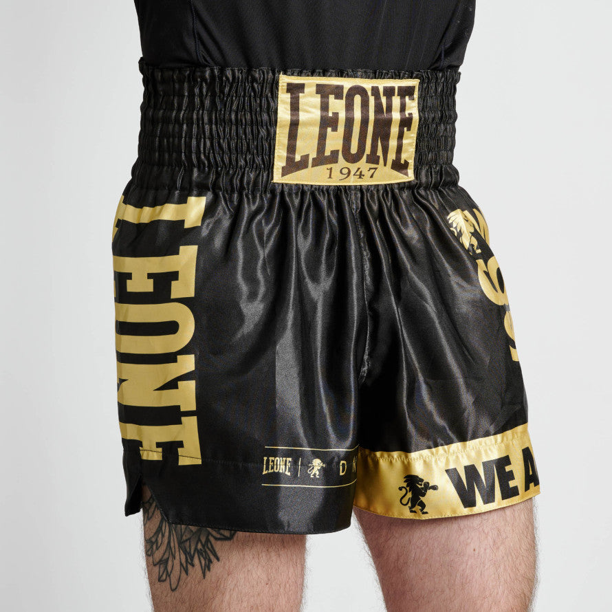 Leone Pantaloncino da uomo per Kick Boxing e Muay Thai AB966 black-gold